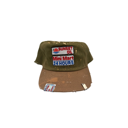 Sunset Oil Bleach Day Hat Green/Tan