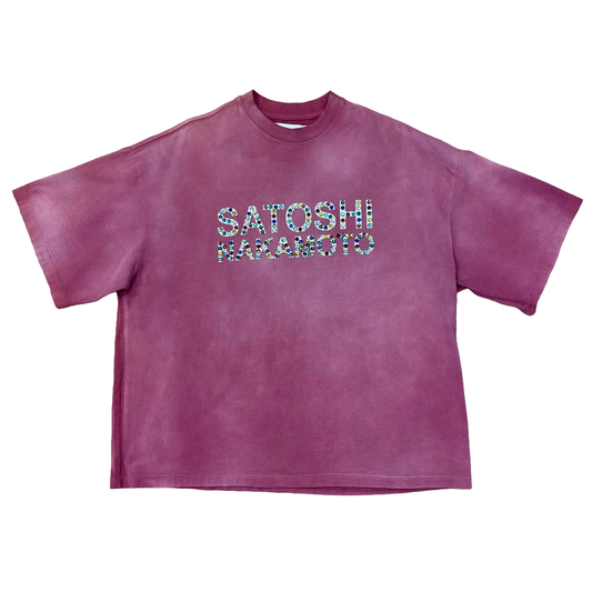 Satoshi Nakamoto Studded Logo Tee Washed Red