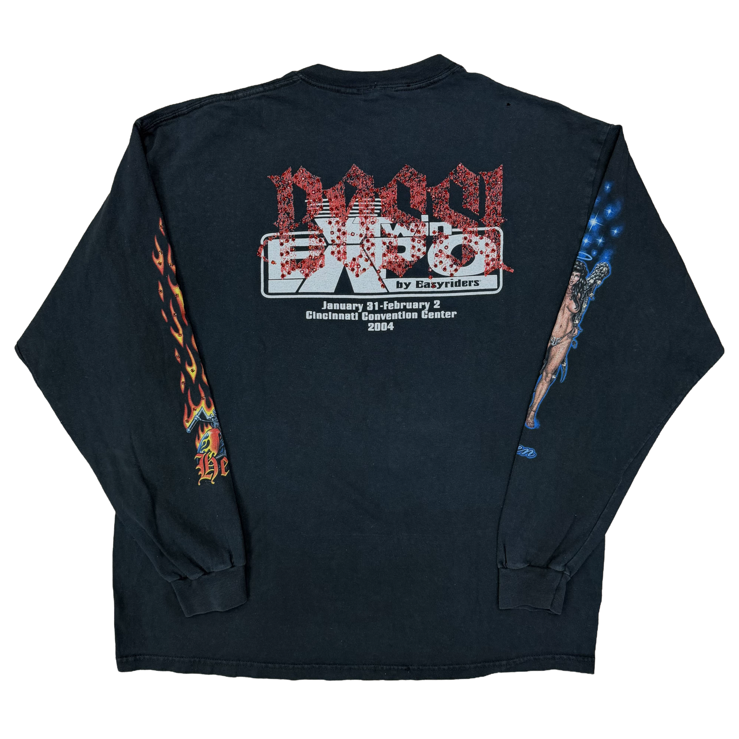 Bossi Vintage Easyriders Heaven & Hell Rhinestone L/S T-Shirt Black