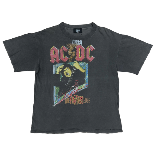 Bossi Vintage AC/DC The Razors Edge World Tour Rhinestone T-Shirt Grey
