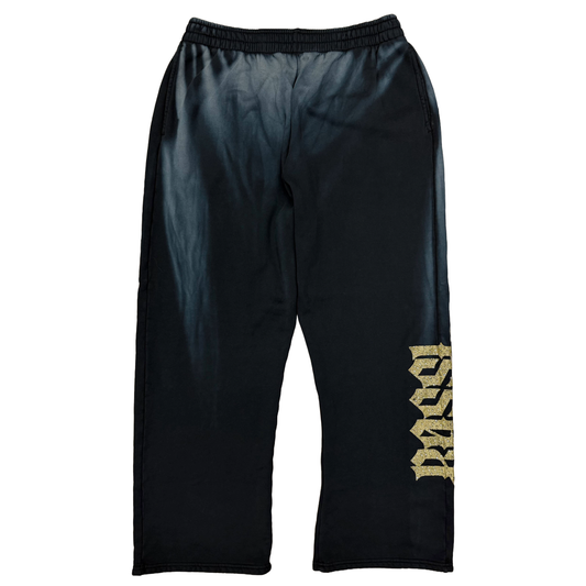 Bossi Rhinestone Logo Sweatpants Washed Black/Gold