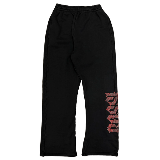 Bossi Rhinestone Logo Sweatpants Black/Red