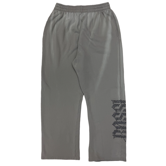 Bossi Rhinestone Logo Sweatpants Washed Grey/Grey