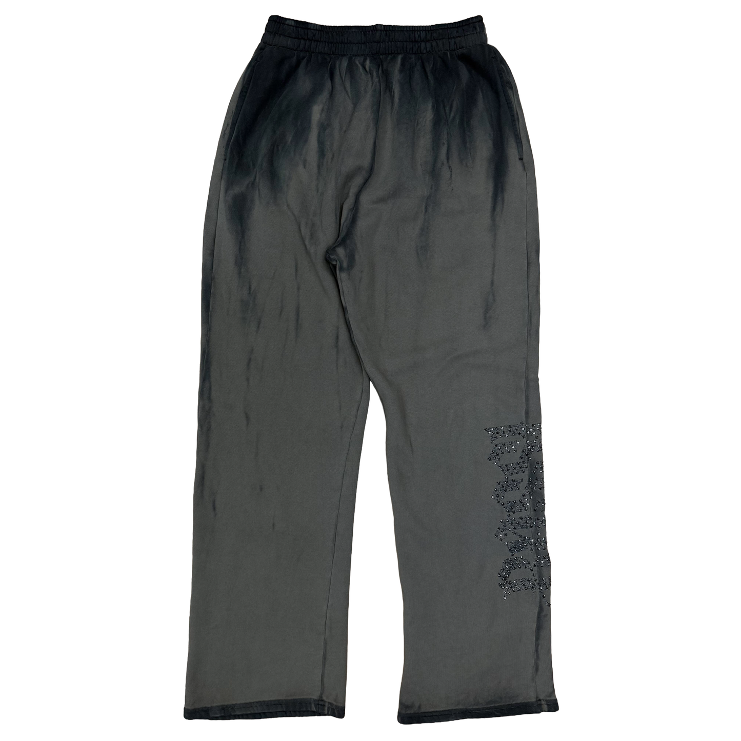 Bossi Rhinestone Logo Sweatpants Washed Taupe/Black