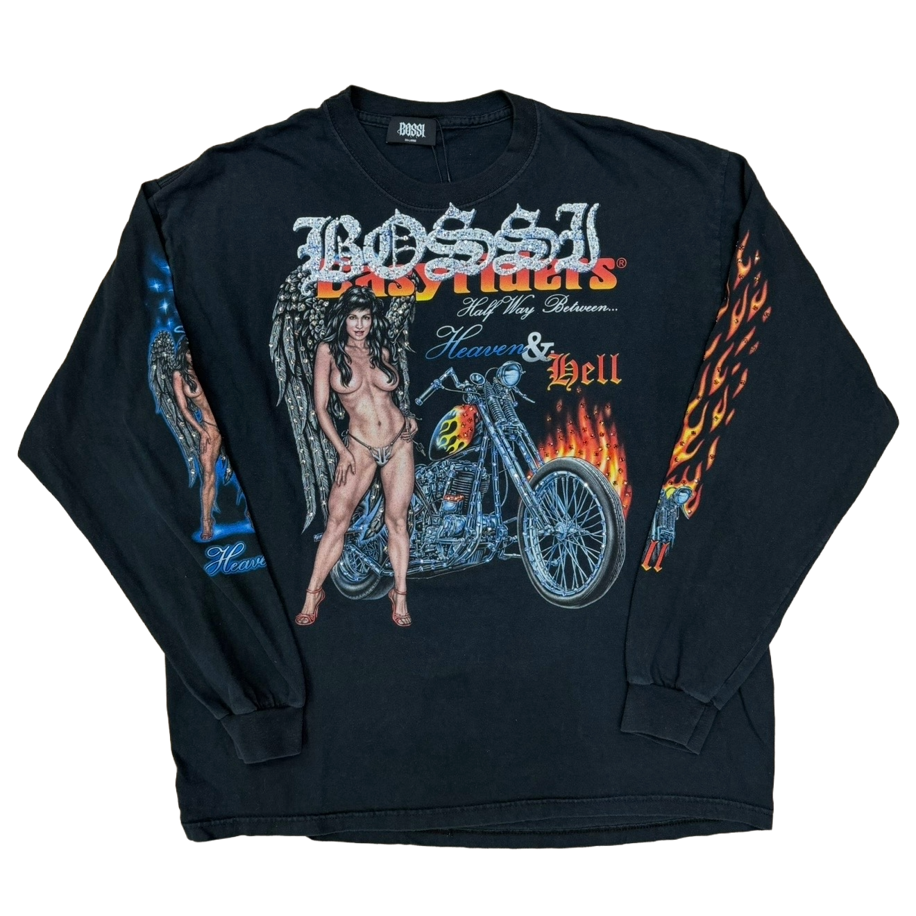 Bossi Vintage Easyriders Heaven & Hell Rhinestone L/S T-Shirt Black