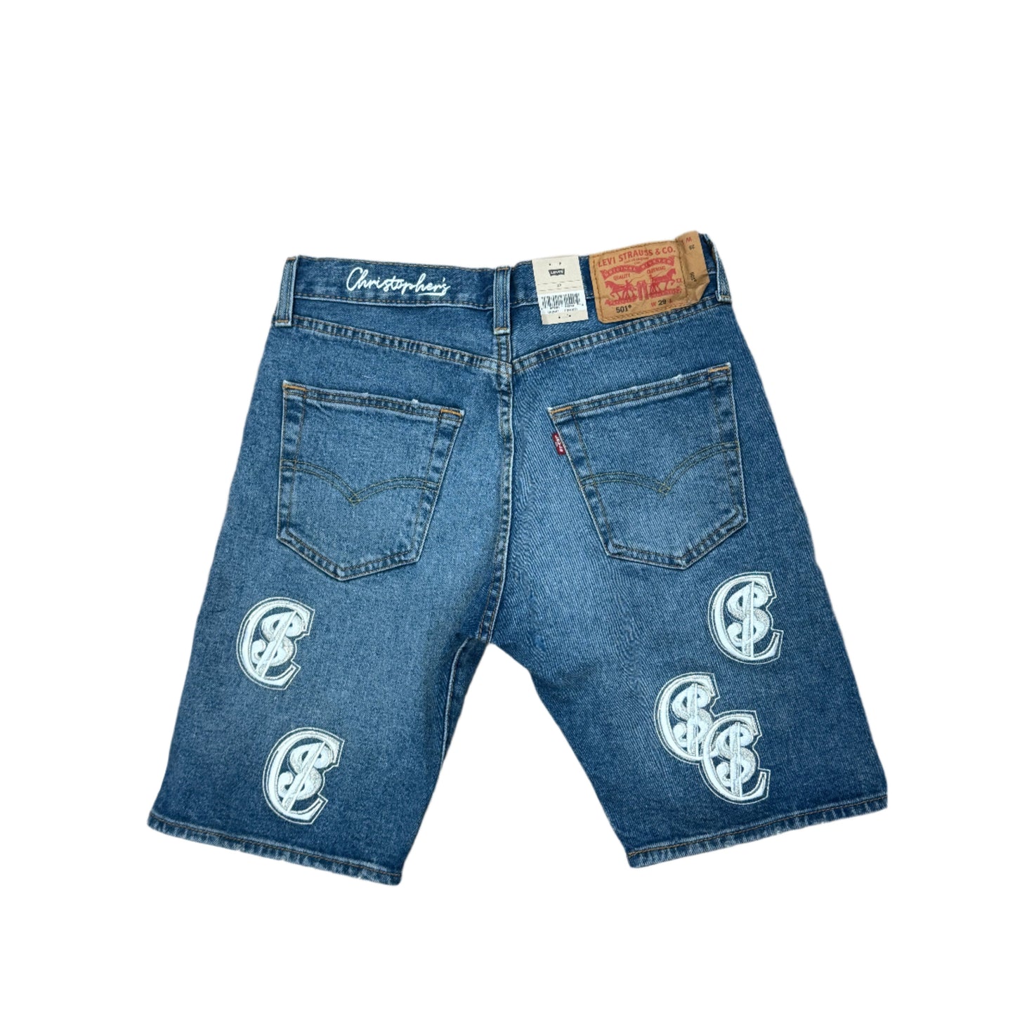 Chris Smokes C$ Levi's Silver Patch Denim Shorts
