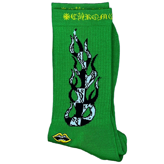 Chrome Hearts Matty Boy Flame Socks Green