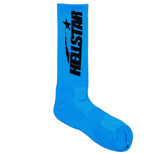 Hellstar Logo Socks Neon Blue