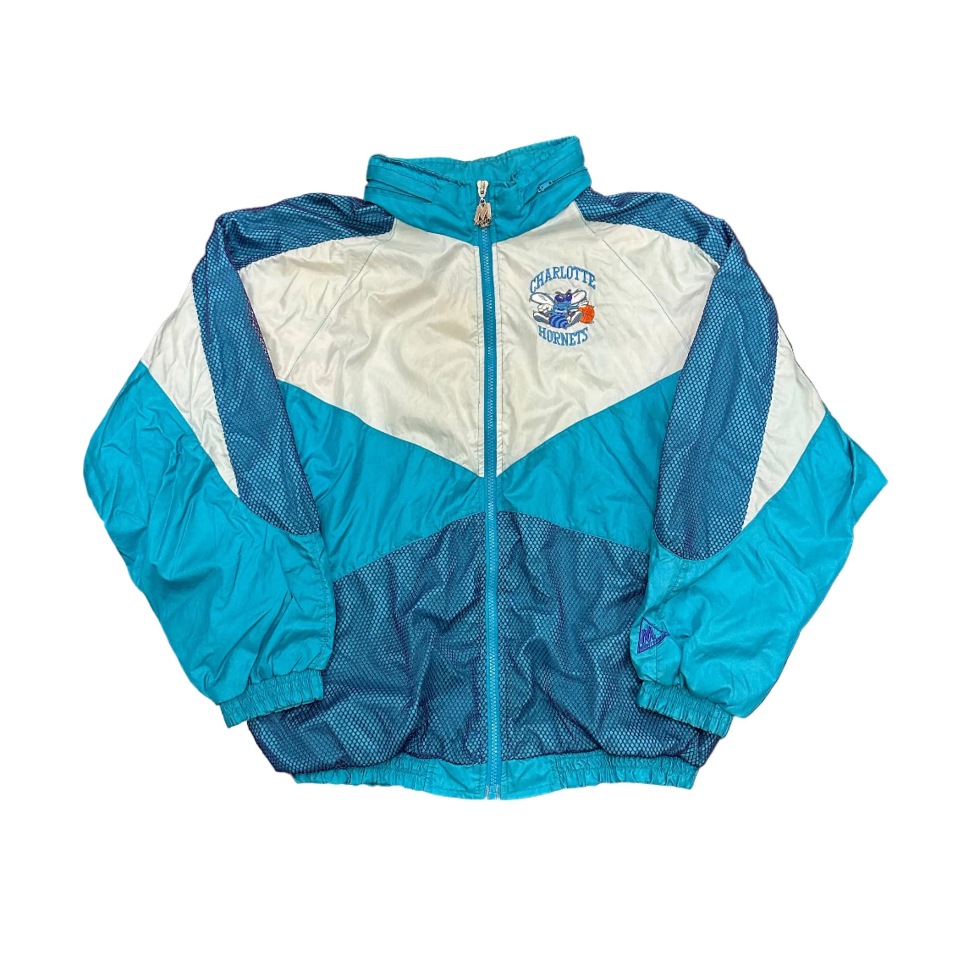 Vintage Mighty Mac Charlotte Hornets Zip Up Jacket (W/ Collapsible Vintage Mighty Mac Charlotte Hornets Zip Up Jacket (W/ Collapsible