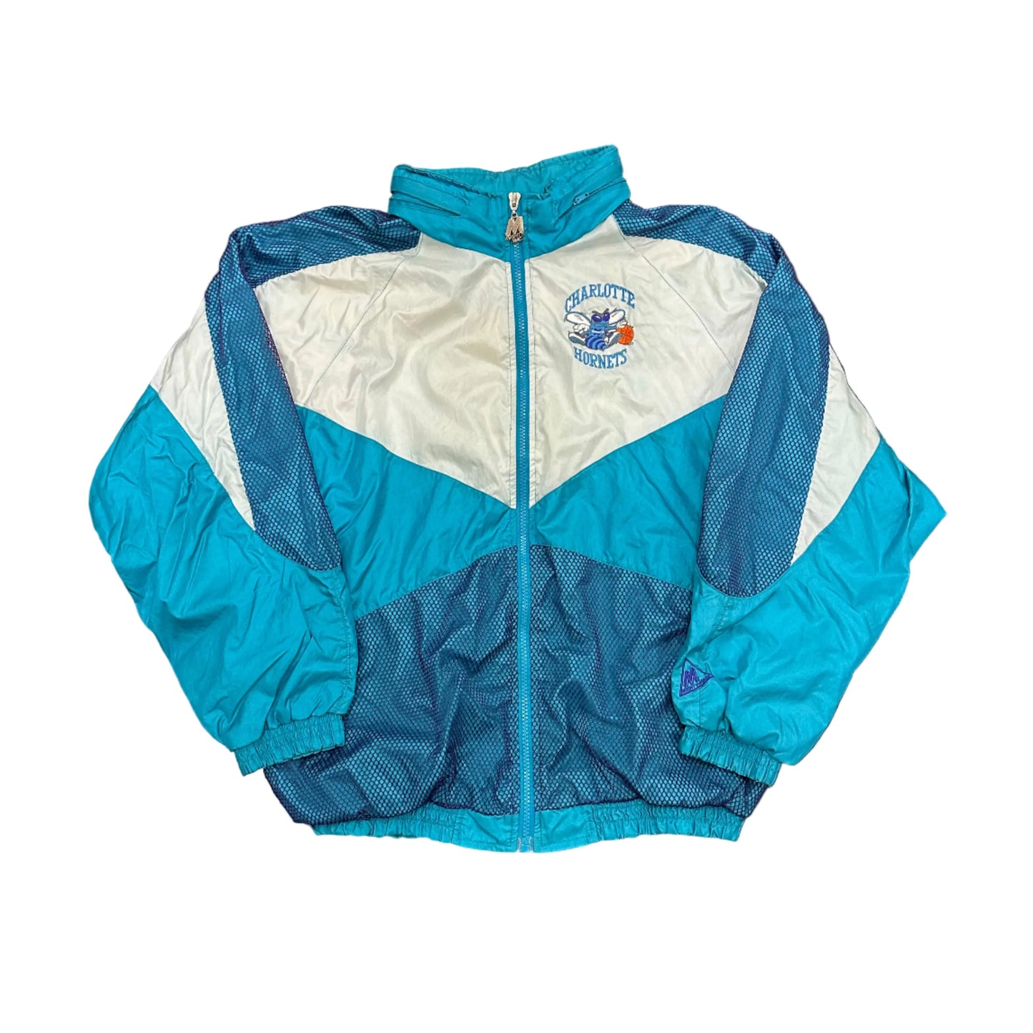 Vintage Mighty Mac Charlotte Hornets Zip Up Jacket (W/ Collapsible Hood)