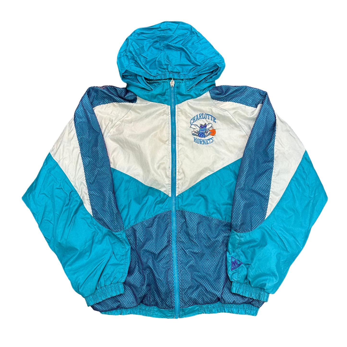Vintage Mighty Mac Charlotte Hornets Zip Up Jacket (W/ Collapsible Hood)