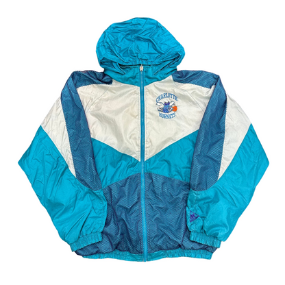 Vintage Mighty Mac Charlotte Hornets Zip Up Jacket (W/ Collapsible Hood)