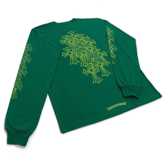 Chrome Hearts Cemetery Cross L/S T-Shirt Kelly Green/Glo Green