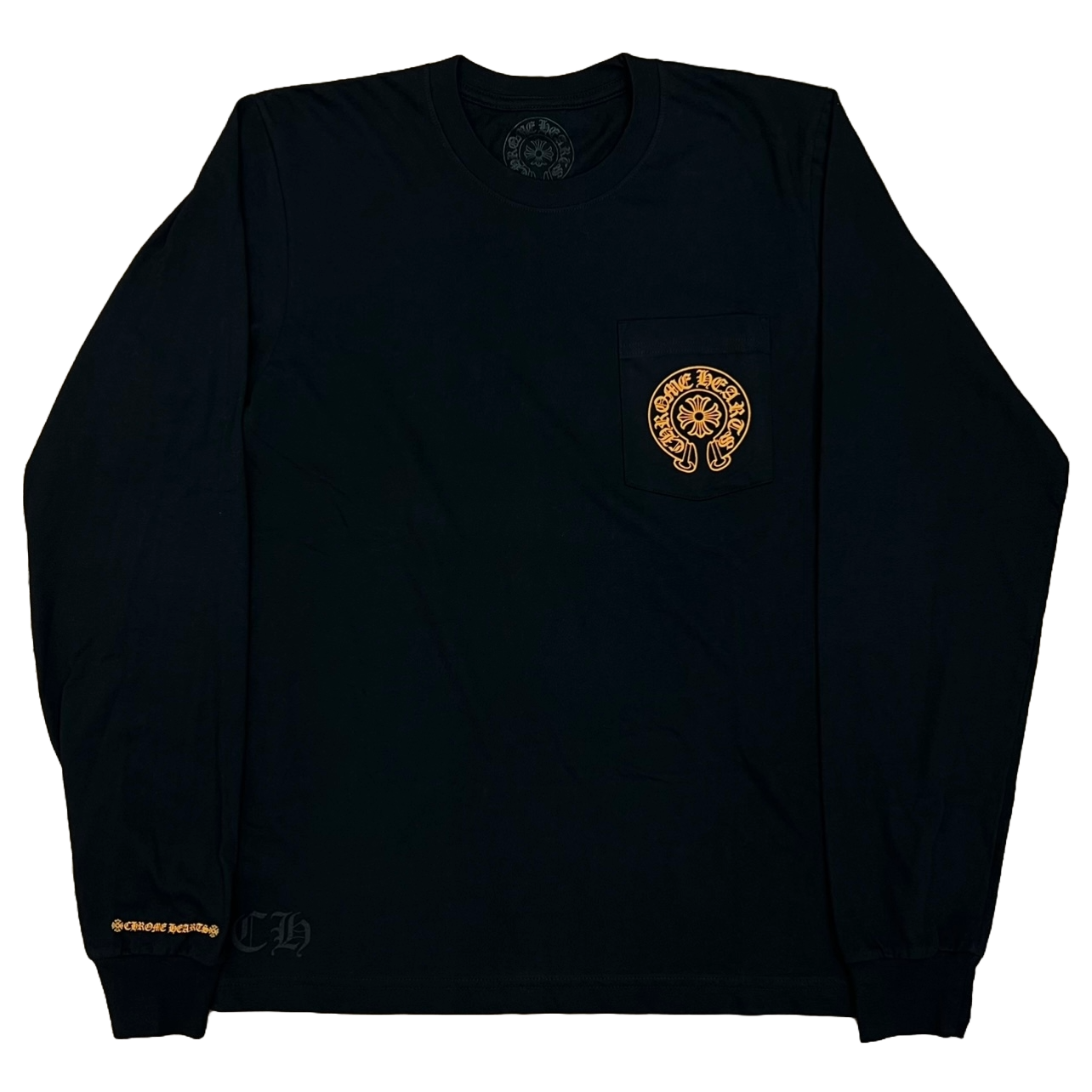 Chrome Hearts Horseshoe Staff L/S T-Shirt Black/Orange