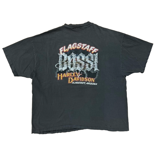 Bossi Vintage Harley Davidson Flagstaff AZ Rhinestone T-Shirt Black