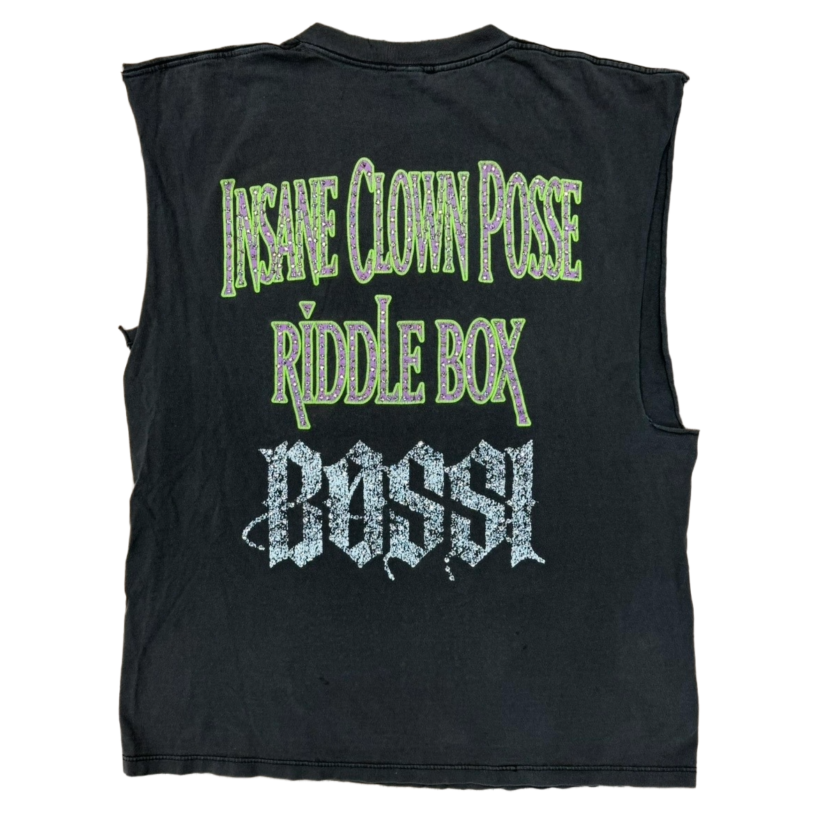 Bossi Vintage Insane Clown Posse Rhinestone Cut-Off T-Shirt Black