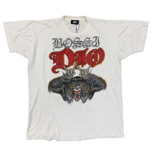 Bossi Vintage Dio Lock Up The Wolves Rhinestone T-Shirt White