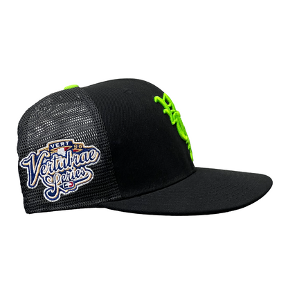 Vertabrae Series Mesh Fitted Hat Black/Neon Green