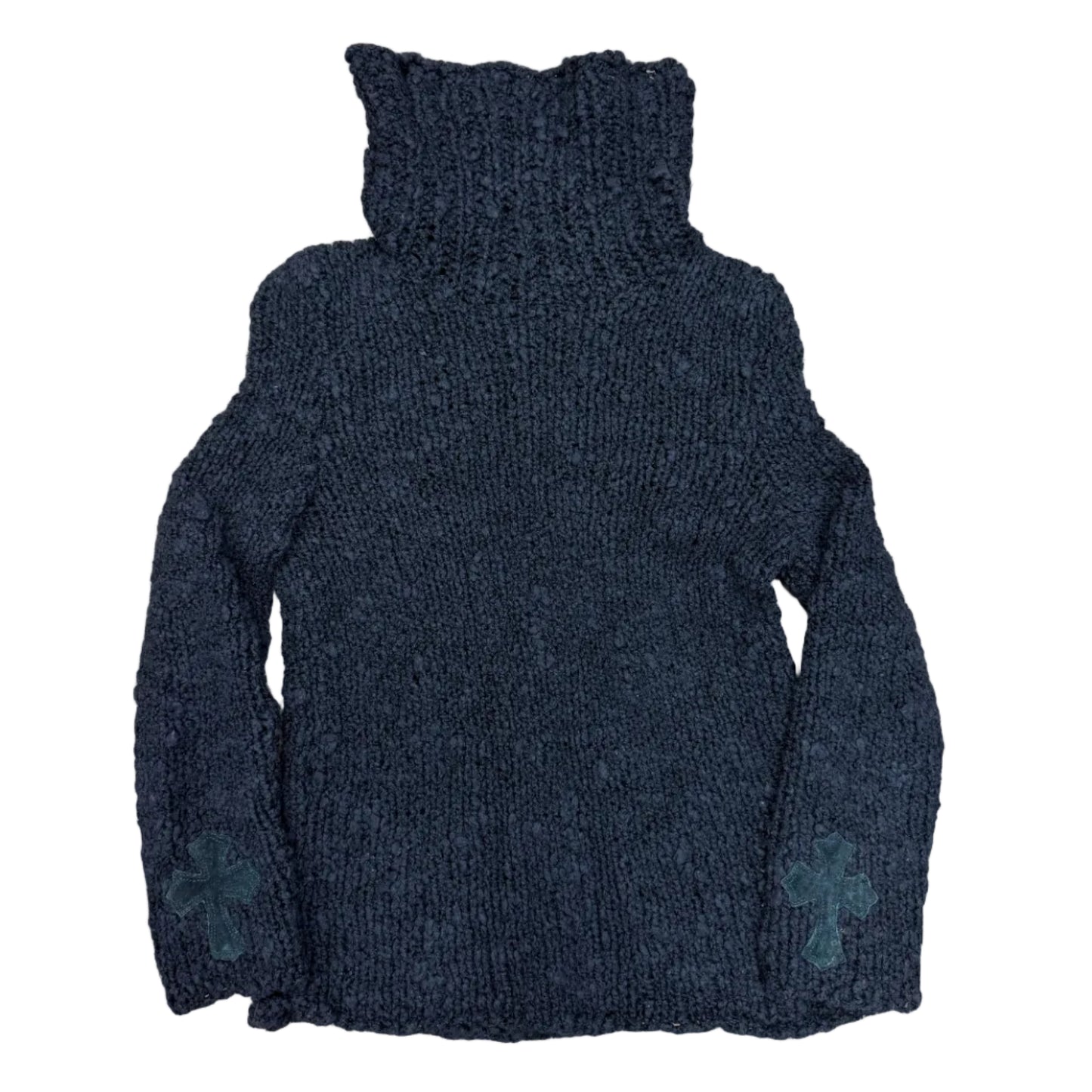 Chrome Hearts Suede Cross Patch Knit Sweater Black (Women's)