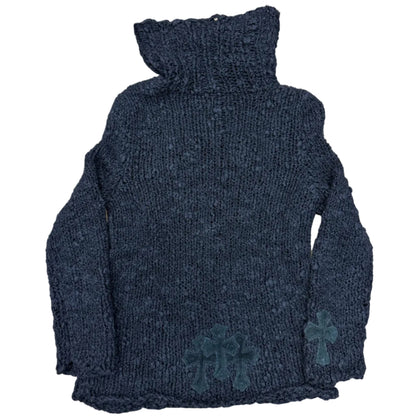 Chrome Hearts Suede Cross Patch Knit Sweater Black (Women's)
