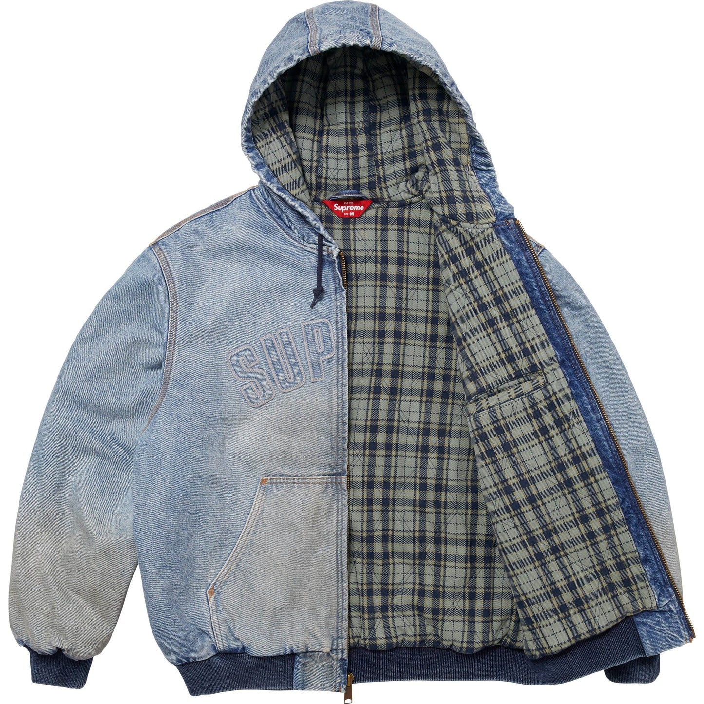 Supreme Reflective Arc Hooded Work Jacket Denim