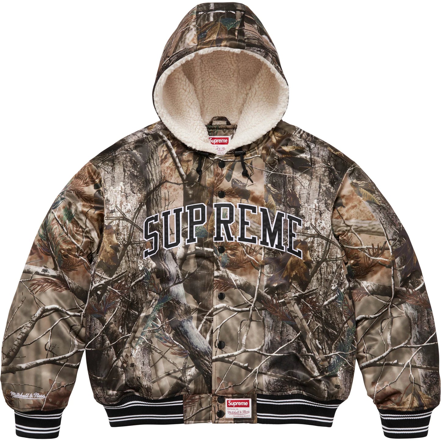 Supreme®/Mitchell & Ness® Lined Hooded Satin Varsity Jacket Realtree® AP Camo