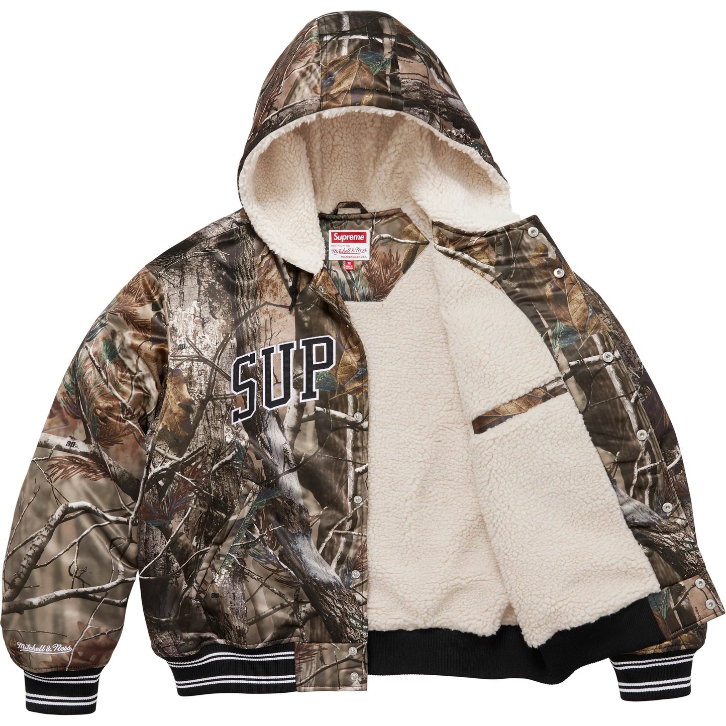 Supreme®/Mitchell & Ness® Lined Hooded Satin Varsity Jacket Realtree® AP Camo