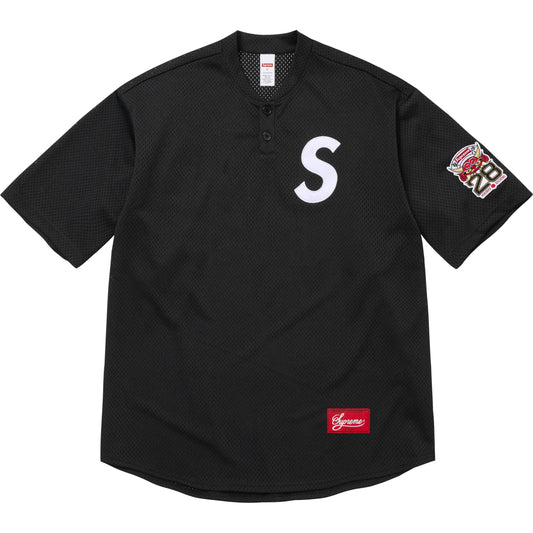 Supreme Shop S Logo Baseball Henley Black Tokyo