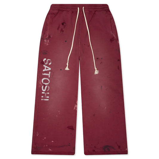 Satoshi Nakamoto Luke Fleece Sweatpants Burgundy