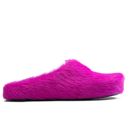 Marni Long-Hair Calfskin Fussbett Sabot Loafers Fuchsia