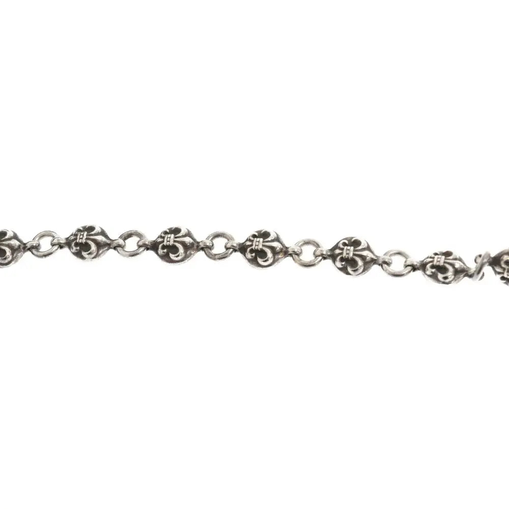 Chrome Hearts Silver Fleur Cross Ball Wallet Chain