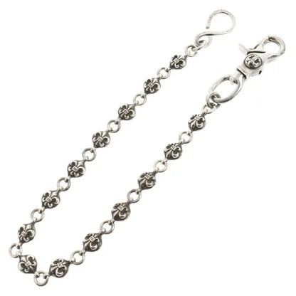 Chrome Hearts Silver Fleur Cross Ball Wallet Chain