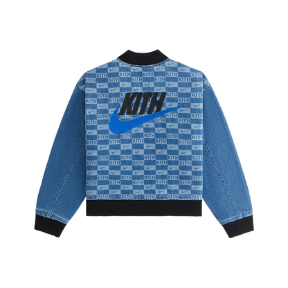 Kith Kids x Nike Denim Laser Etched Varsity Jacket Mystic Navy