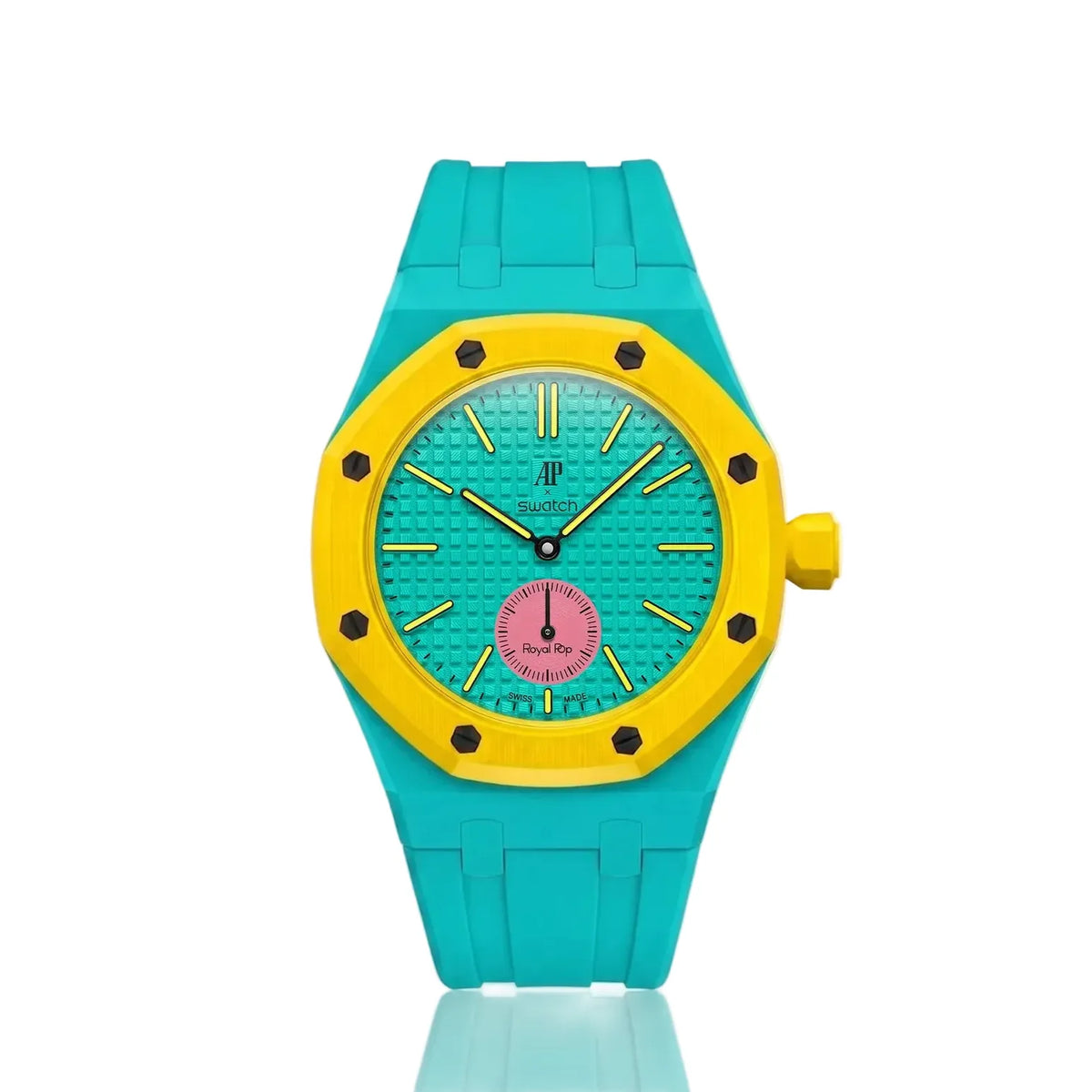 Swatch x Audemars Piguet AP Bioceramic Royal Pop Savonnette Otg Roz (with Teal Rubber Strap)