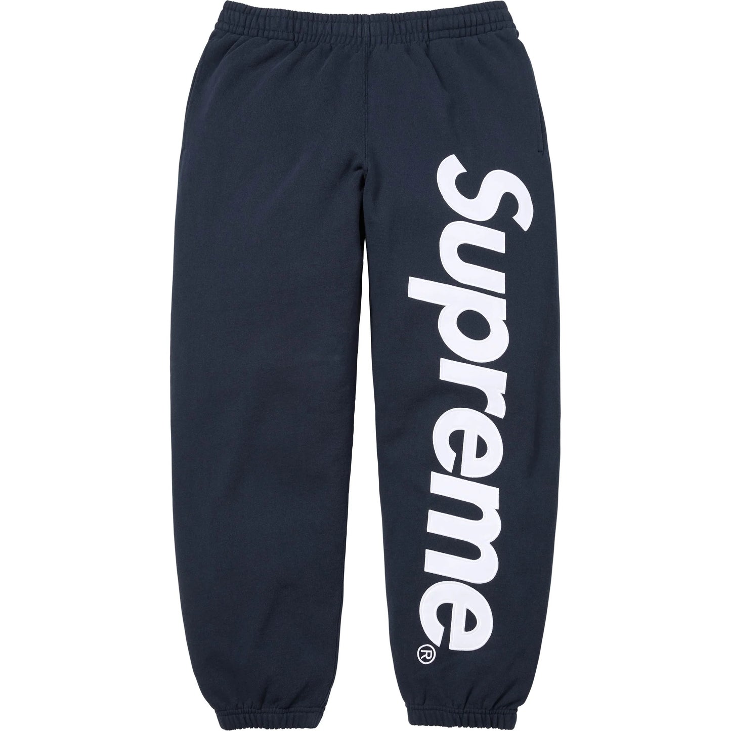 Supreme Satin Appliqué Sweatpant Navy (SS26)