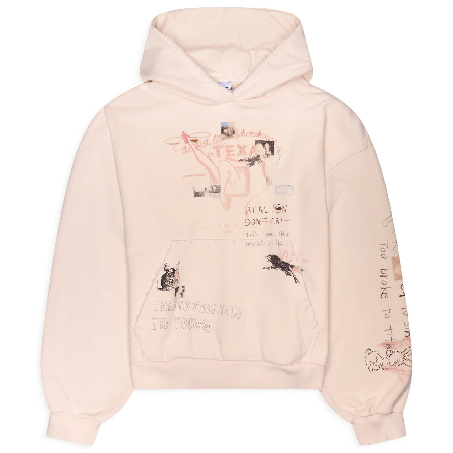 Protocol Index Hand Drawing Washed Hoodie Ivory