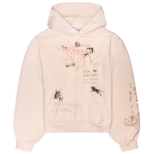 Protocol Index Hand Drawing Washed Hoodie Ivory