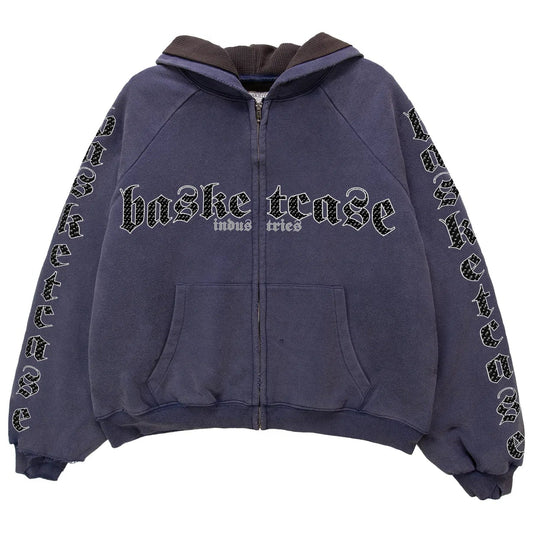 Basketcase Gallery Plaque Thermal Lined Zip-Up Hoodie Navy