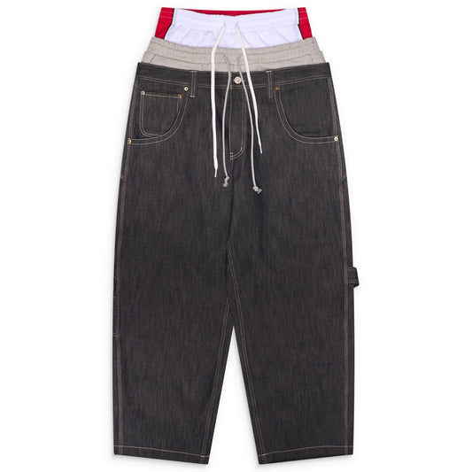 Protocol Index 3 Layered Denim Pants Indigo Blue