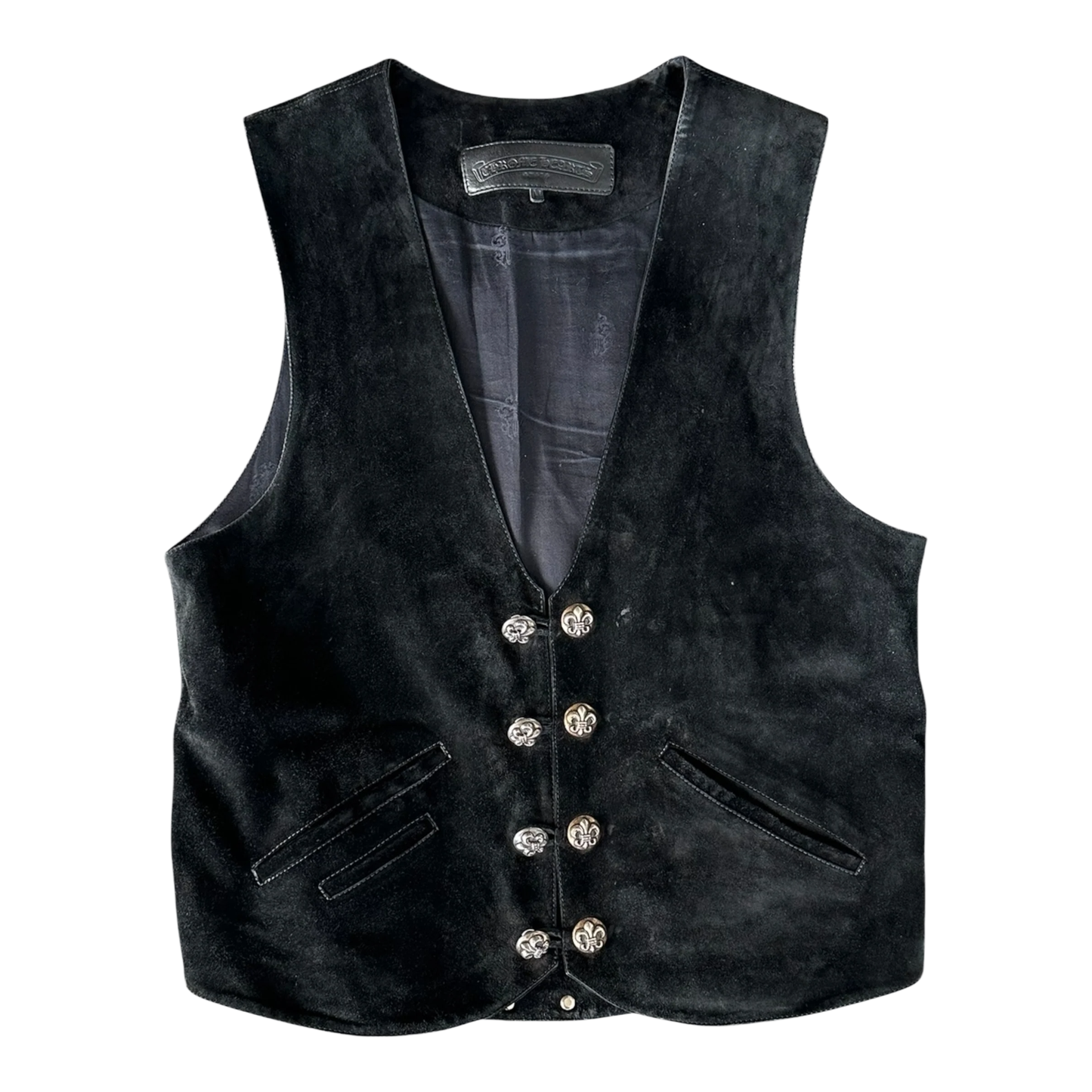 Chrome Hearts Suede Leather Fleur Vest Black