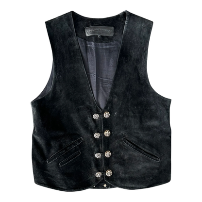 Chrome Hearts Suede Leather Fleur Vest Black