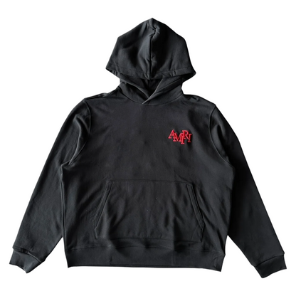 Amiri Staggered Logo Hoodie Black/Red