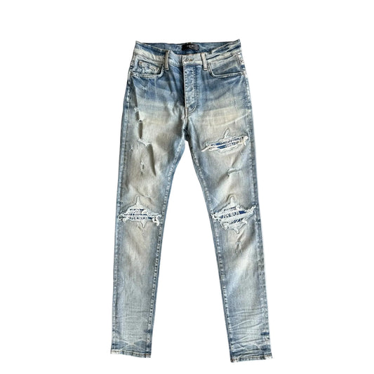 Amiri Clay Indigo & Blue Bandana Patch MX1 Jeans
