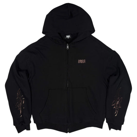 Bossi Reversible Thermal Lined Zip-Up Hoodie Black/Brown Foil