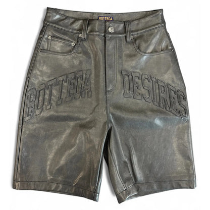 Bottega Desires Leather Shorts Grey