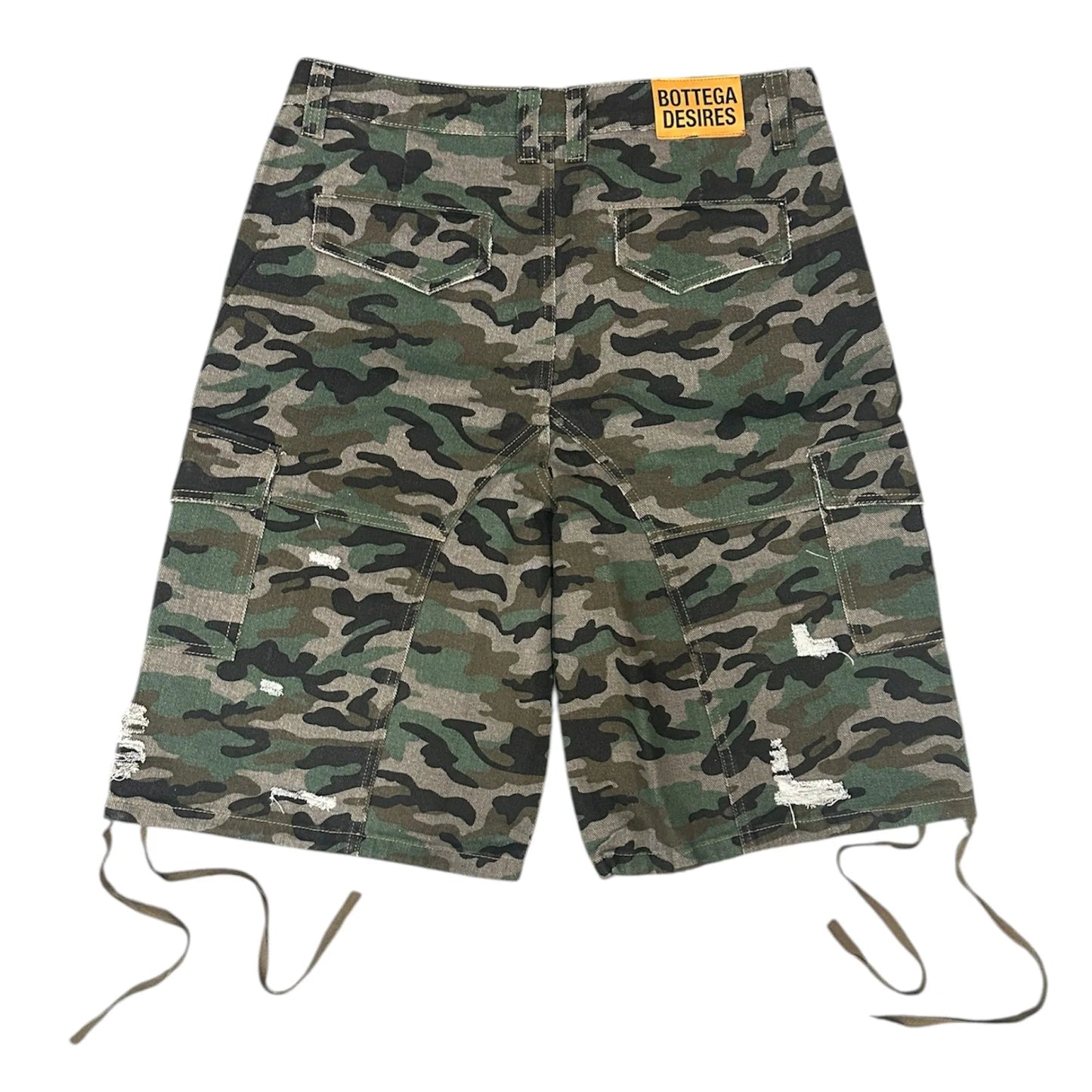 Bottega Desires Applique Logo Cargo Shorts Camo