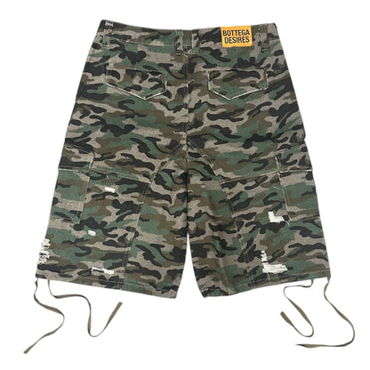 Bottega Desires Applique Logo Cargo Shorts Camo