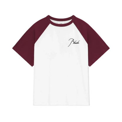 Rhude Raglan Logo Tee Bordeaux/White