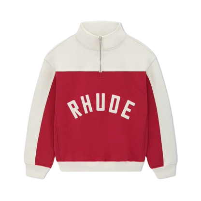 Rhude Contrast Quarter-Zip Varsity Red/Cream