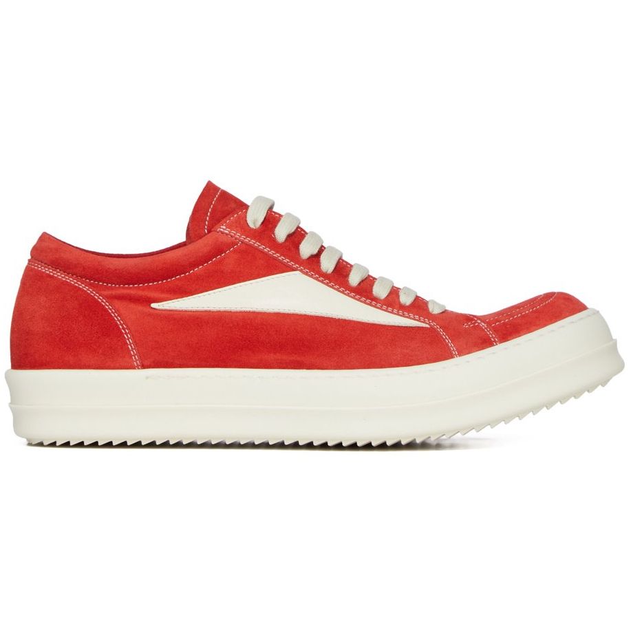 Rick Owens SS26 Temple Suede Vintage Low Sneakers Carnelian/Milk/Milk